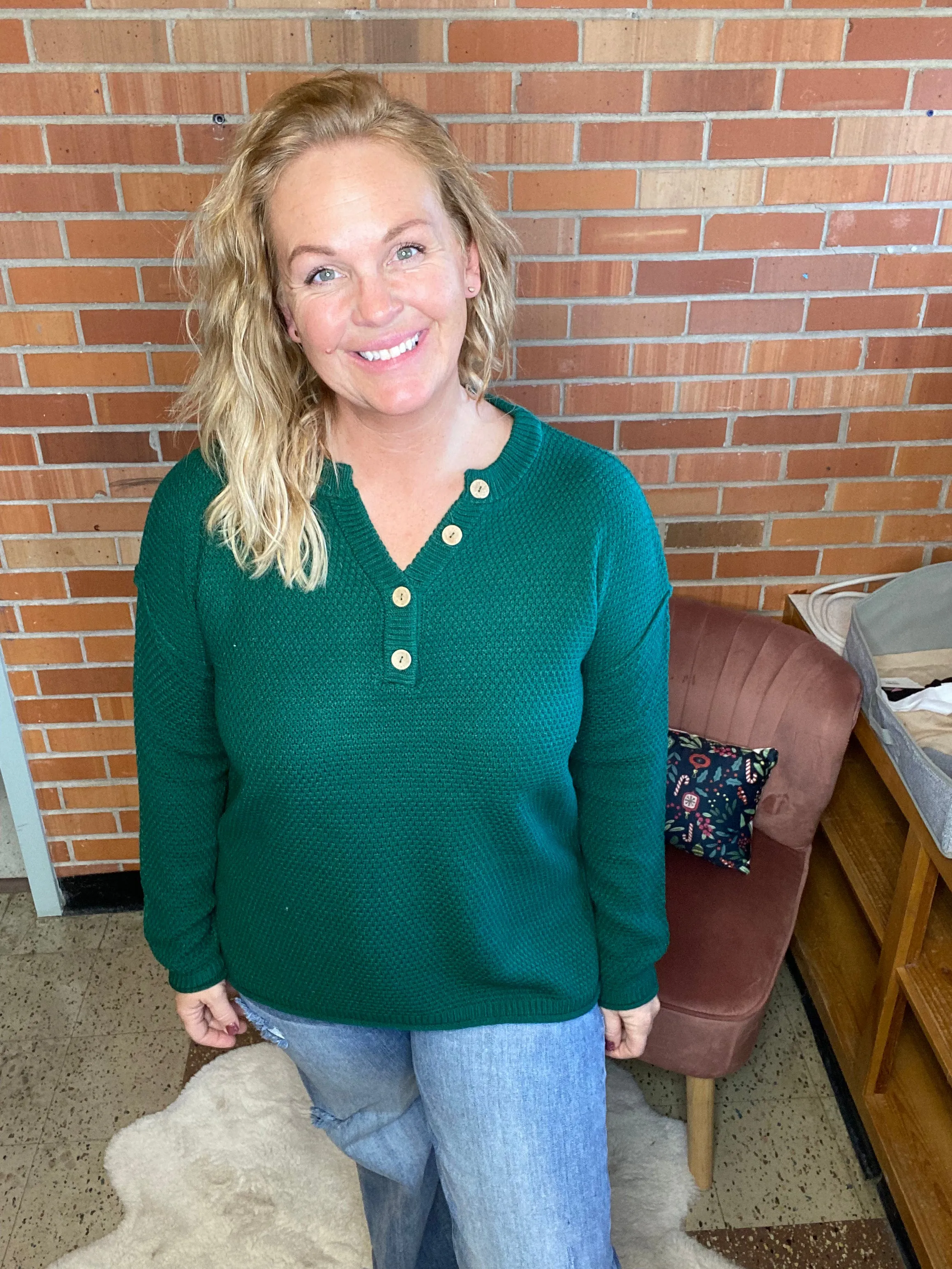 With You Deep Green Sweater