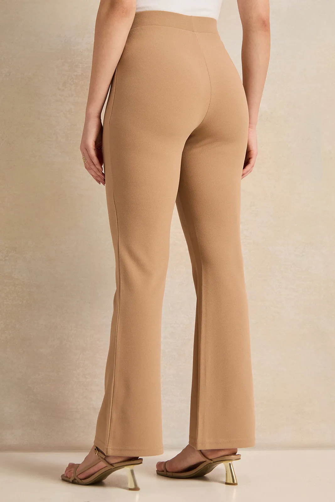 Women Beige Flared Leggings
