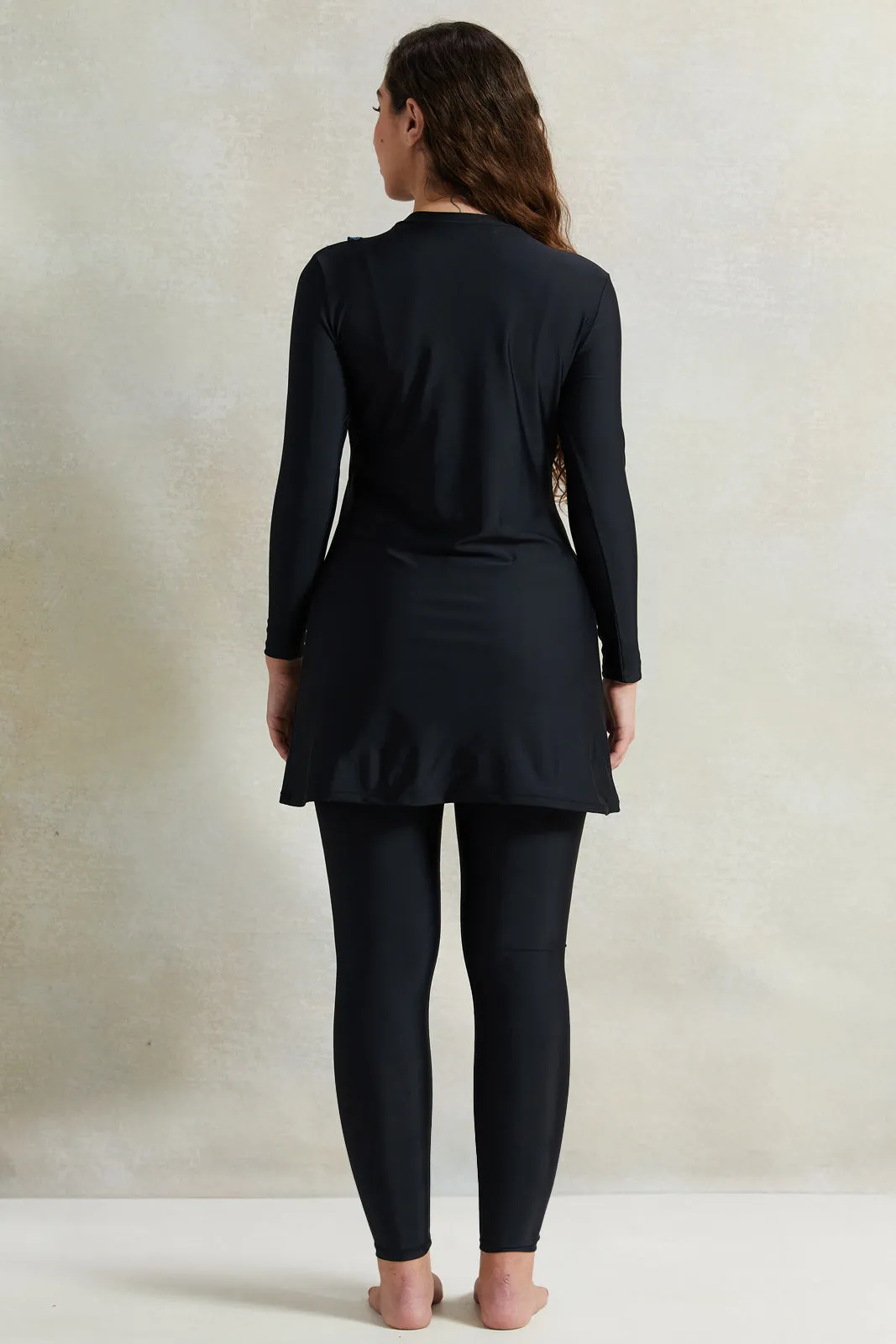 Women Black Butterfly Trim Burkini Set (2 Piece)