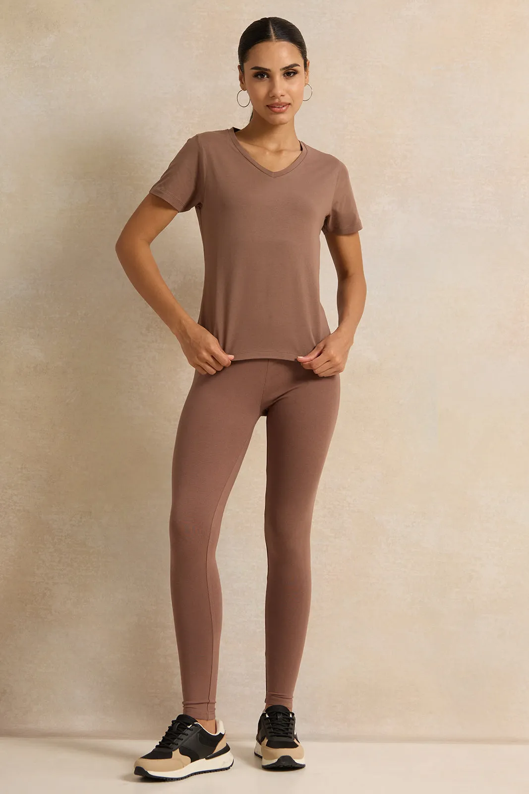 Women Brown Long Length Leggings