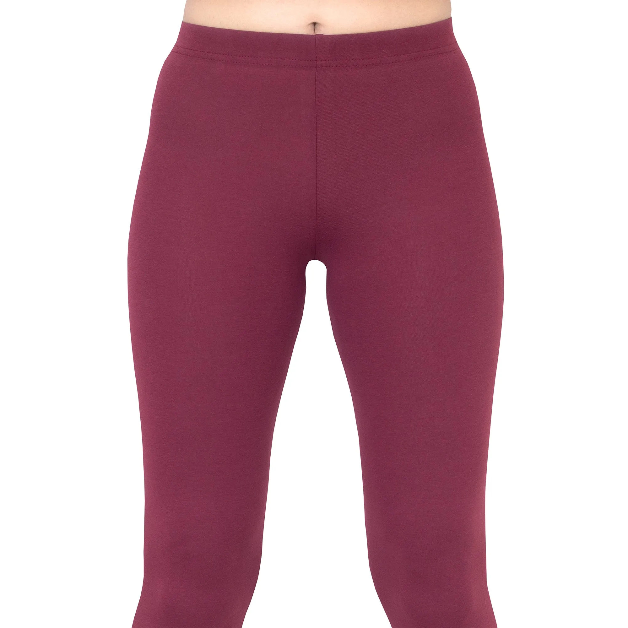 Women Burgandy Ankle Length Legging