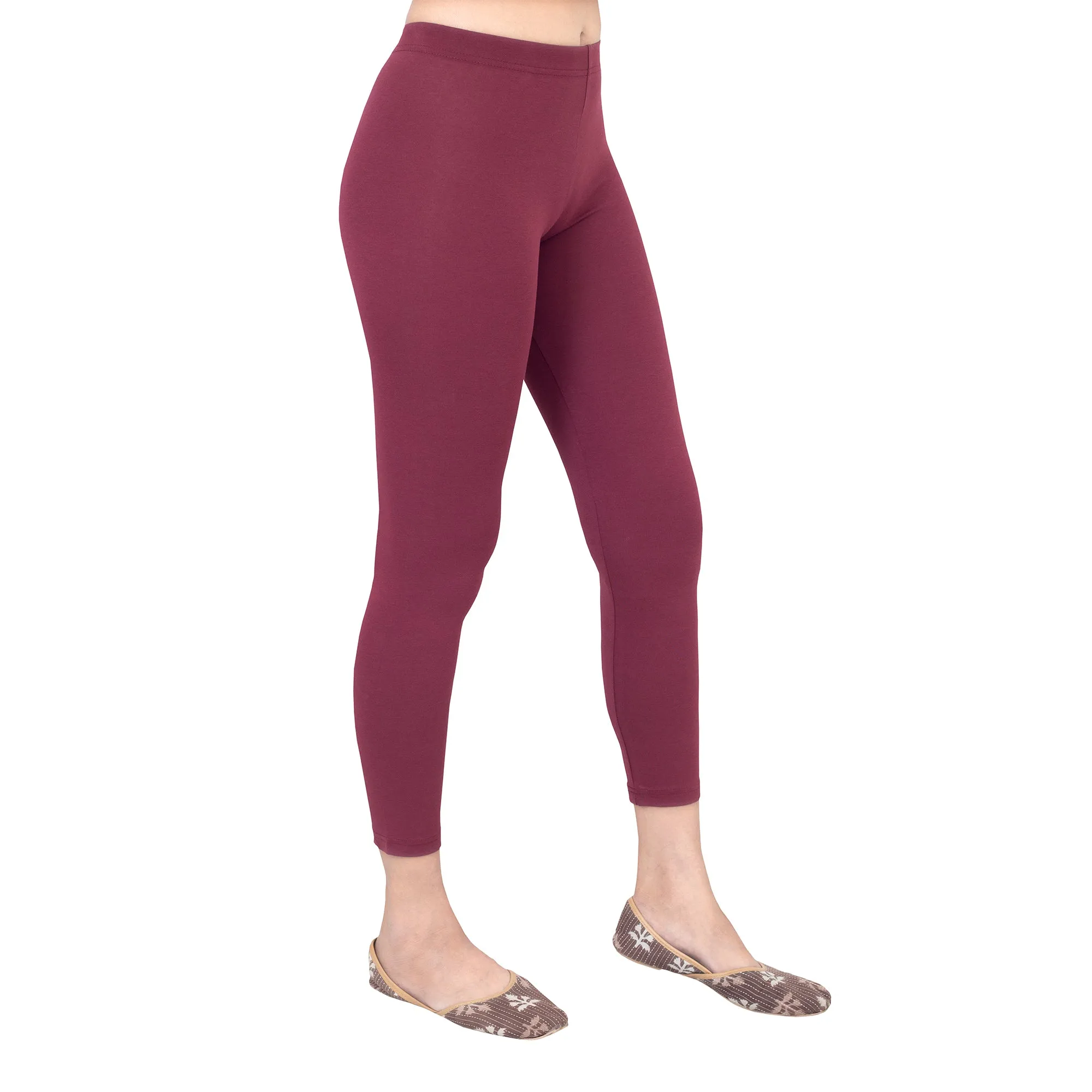 Women Burgandy Ankle Length Legging