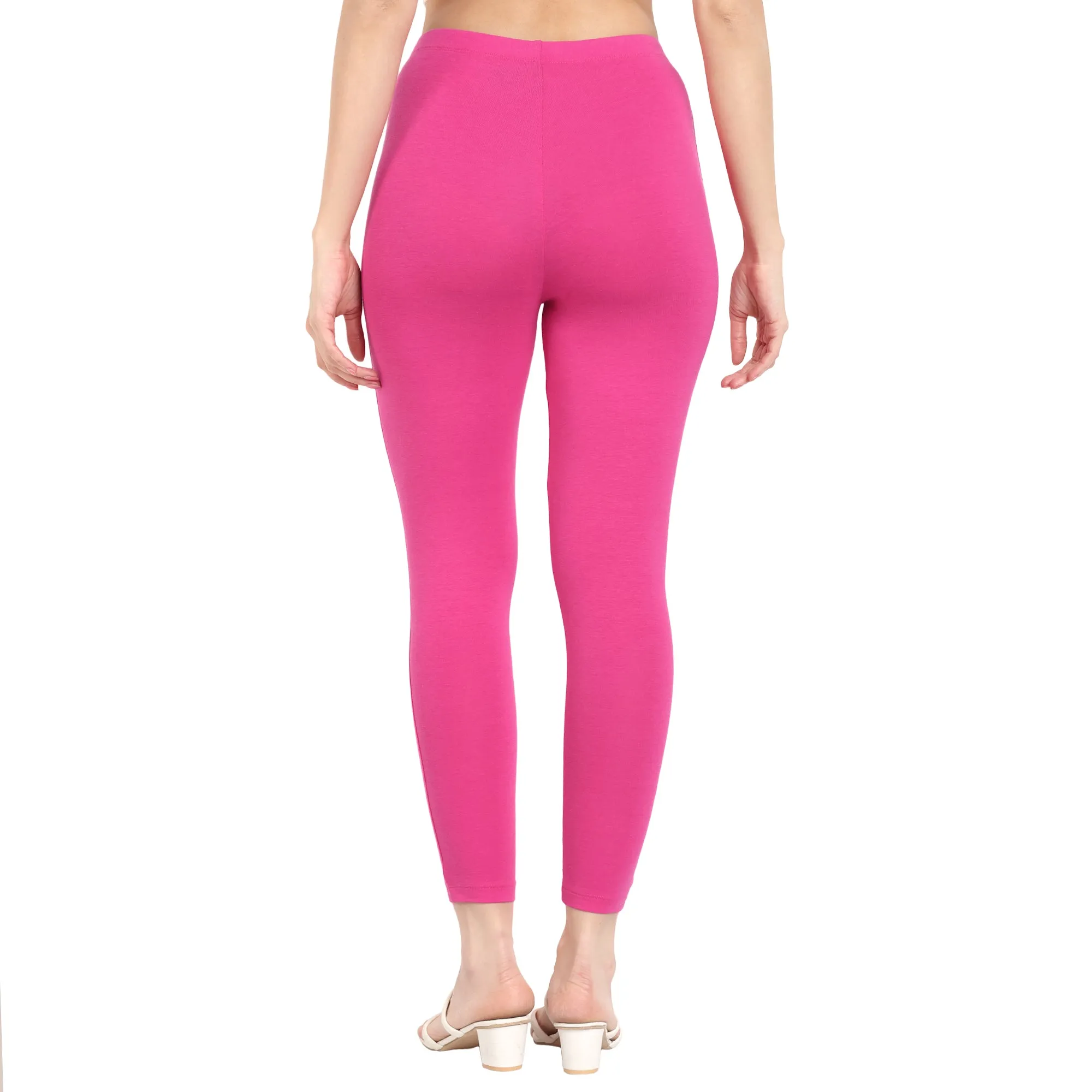 Women Fuchsia Pink Ankle Length Legging