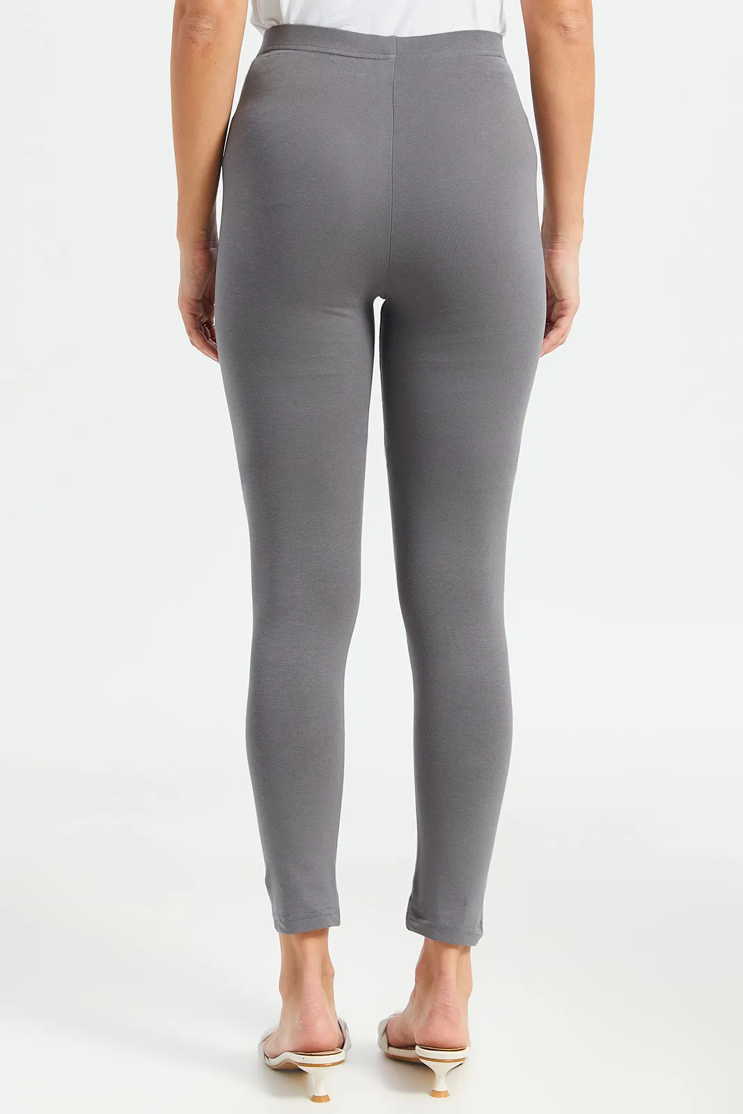 Women Grey Cropped Leggings