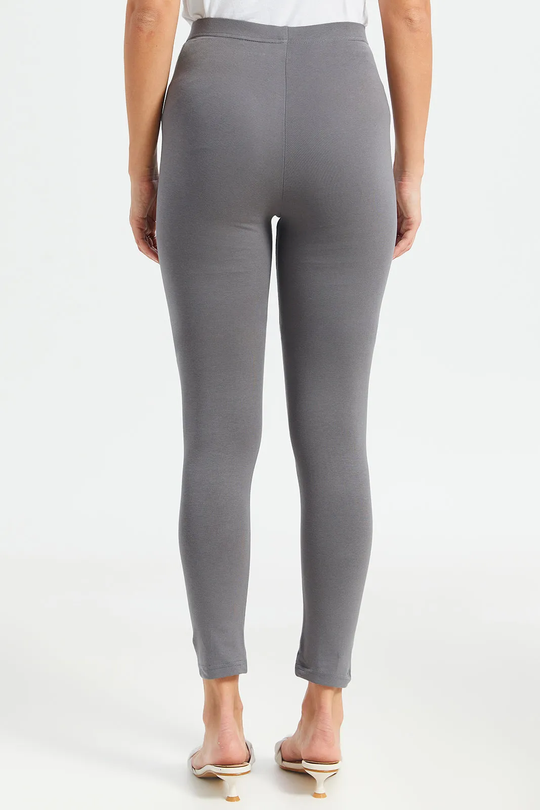 Women Grey Cropped Leggings