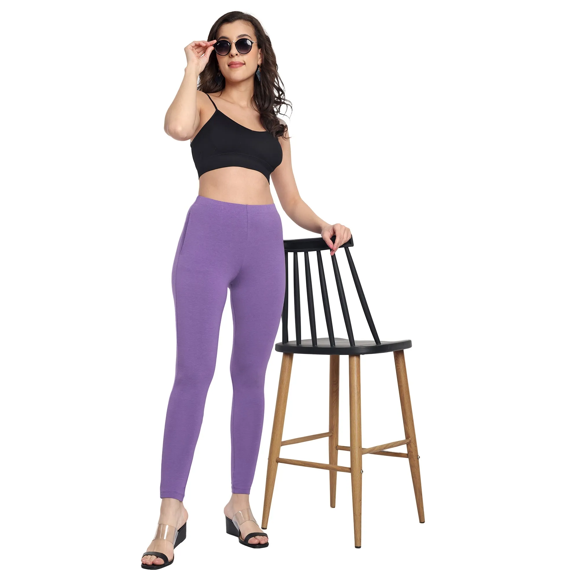 Women Light Lavender Regular Legging
