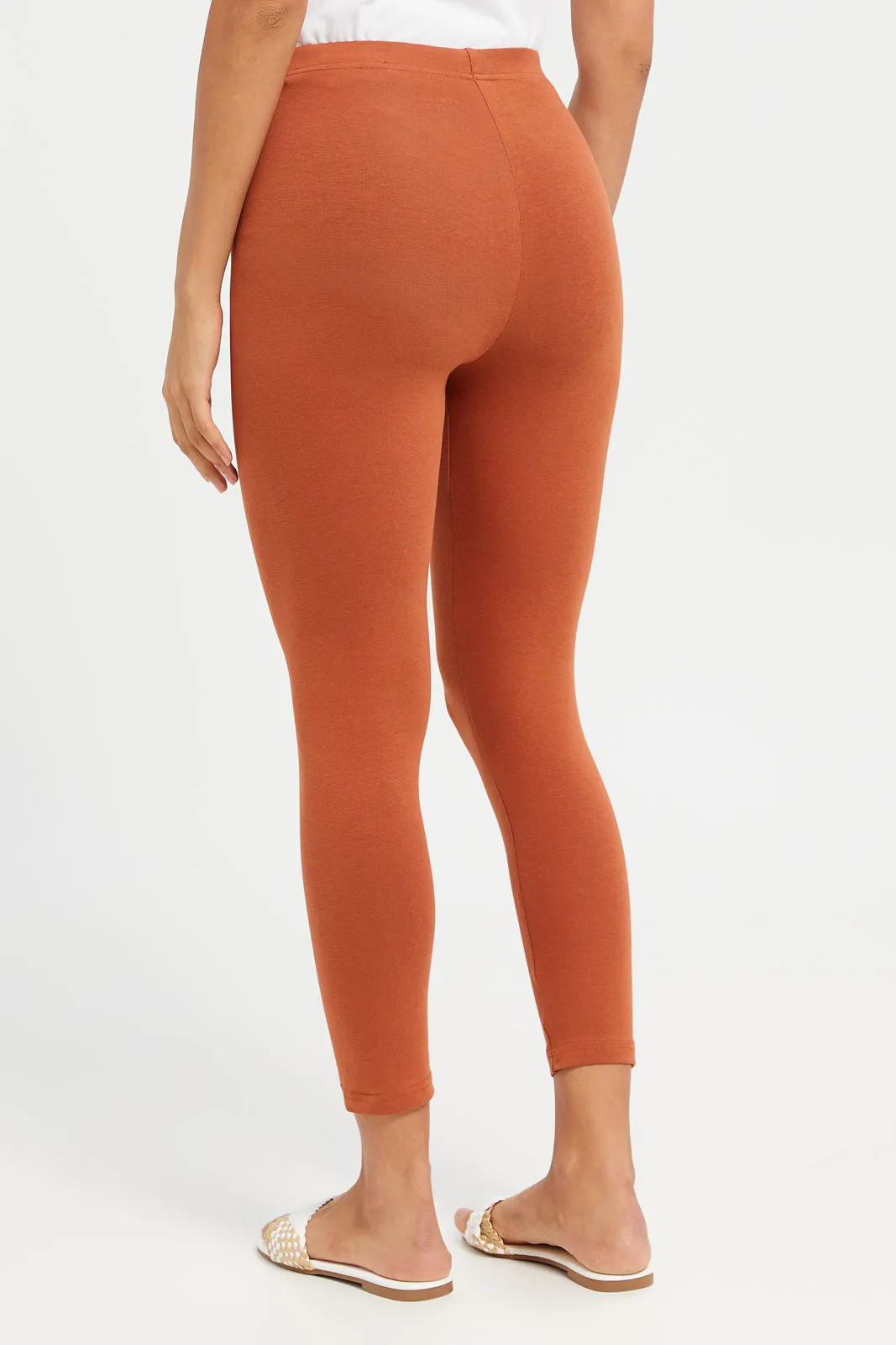 Women Rust Cropped Leggings