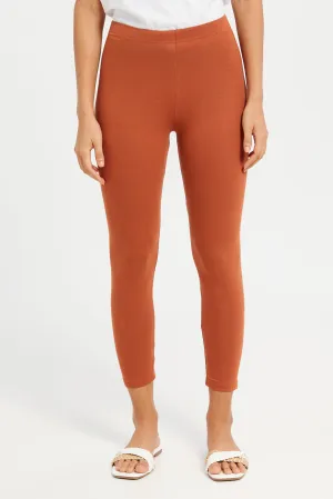 Women Rust Cropped Leggings