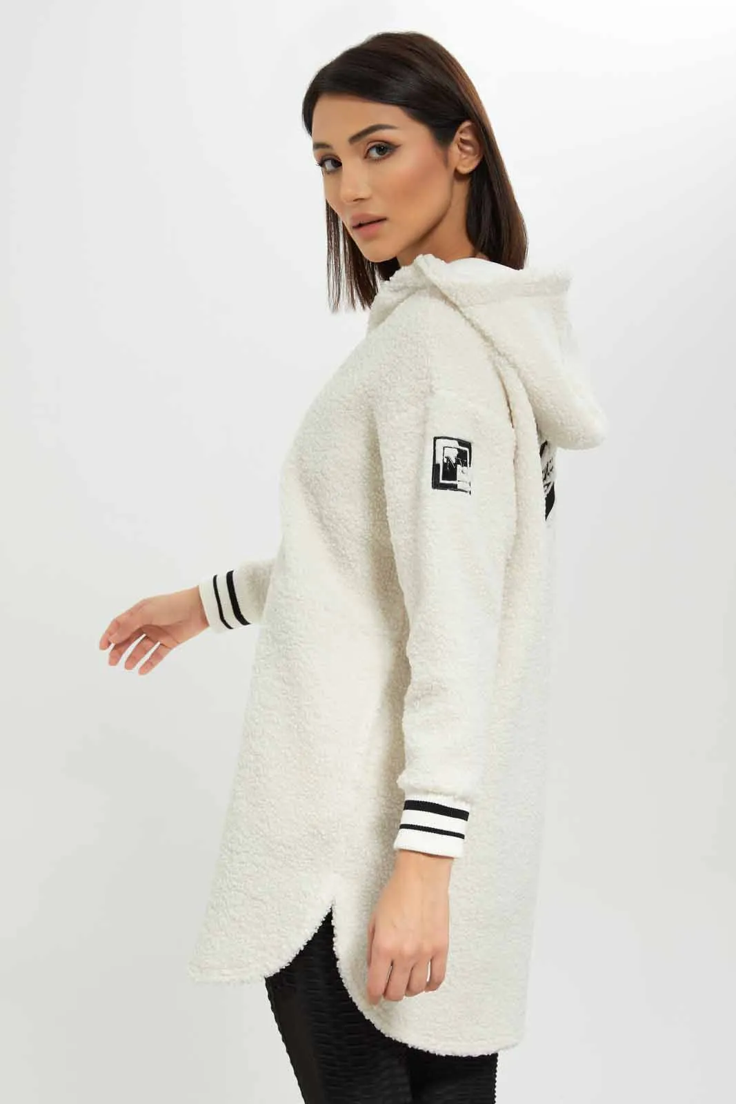 Women White Zip Through Jacket With Embroidery