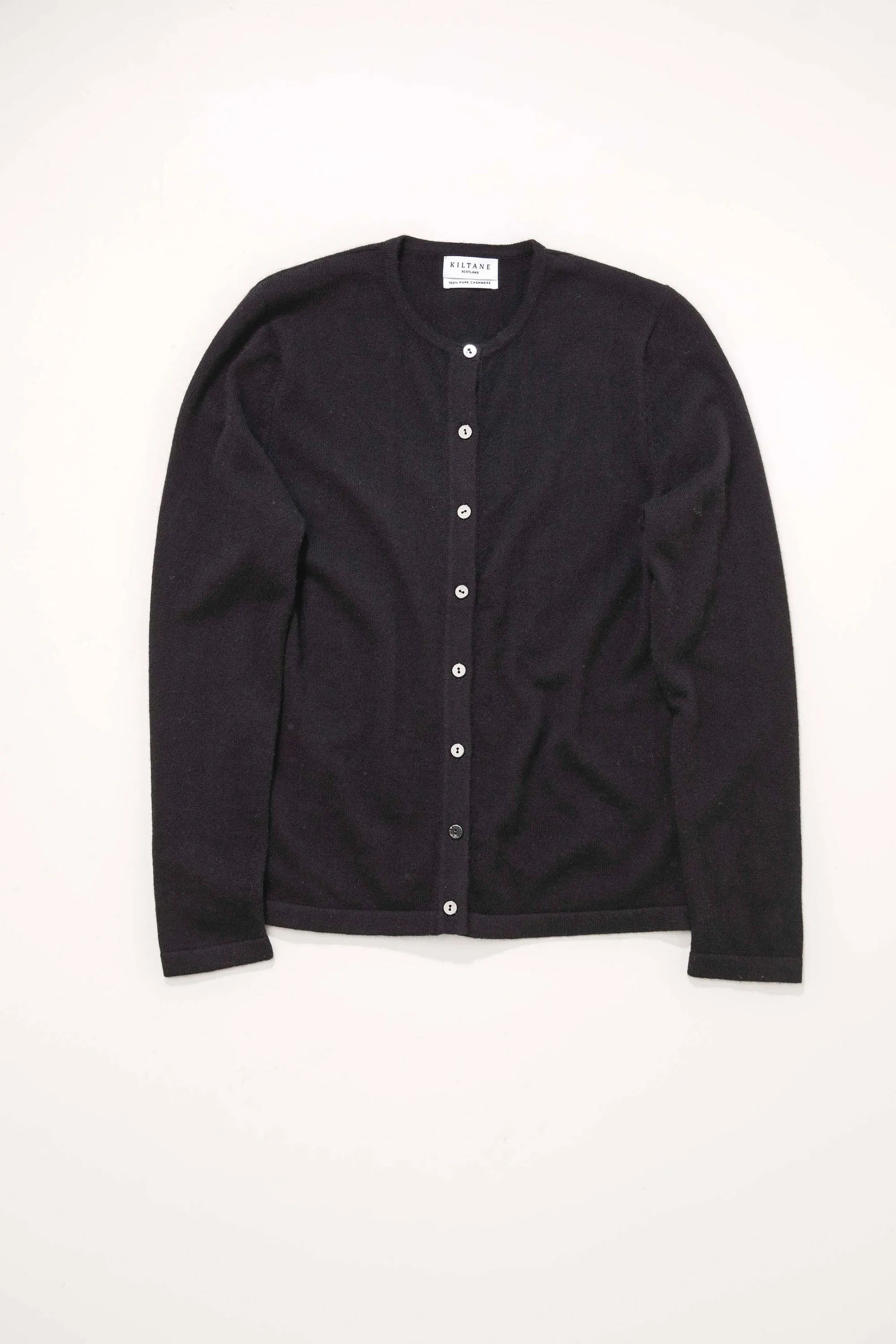 Women's Cashmere High Button Cardigan - Black