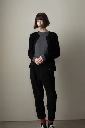 Women's Cashmere High Button Cardigan - Black