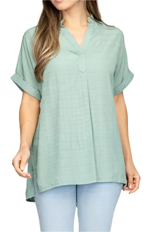 Womens Casual Striped Henley V-Neck Shirt