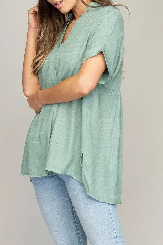 Womens Casual Striped Henley V-Neck Shirt