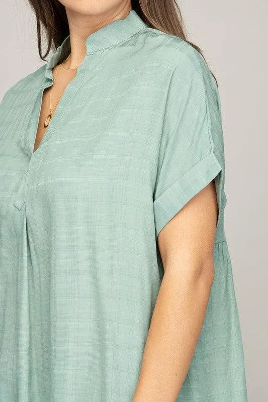 Womens Casual Striped Henley V-Neck Shirt