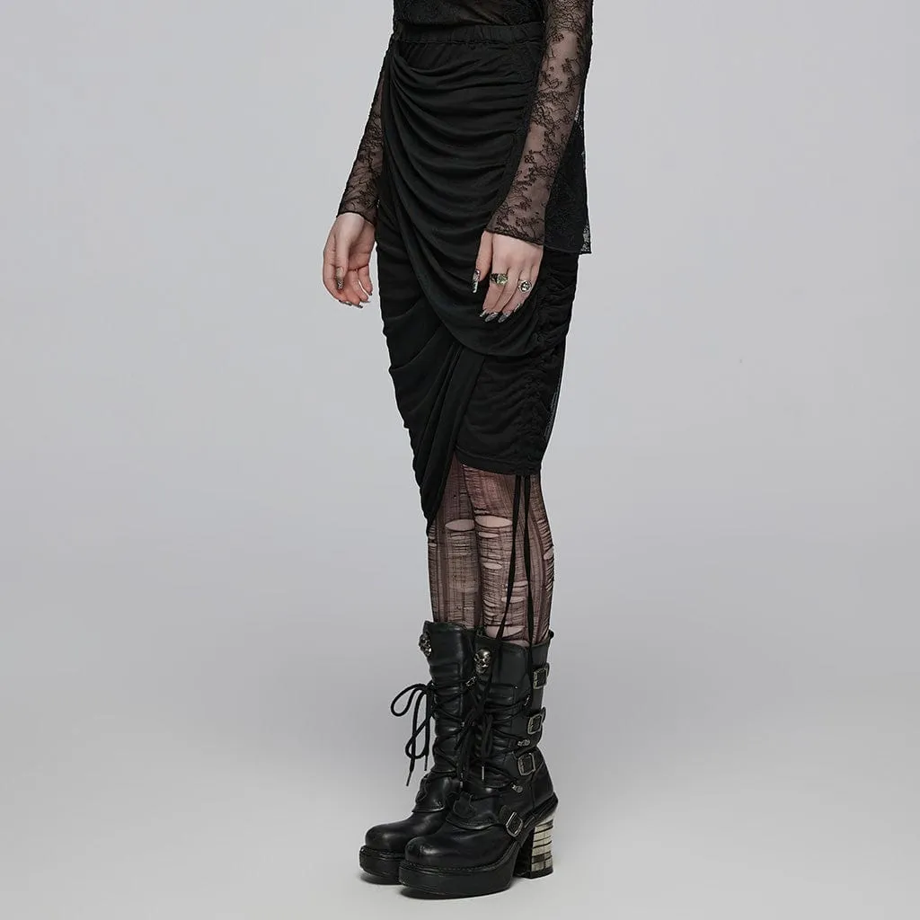 Women's Gothic Drawstring Layered Skirt