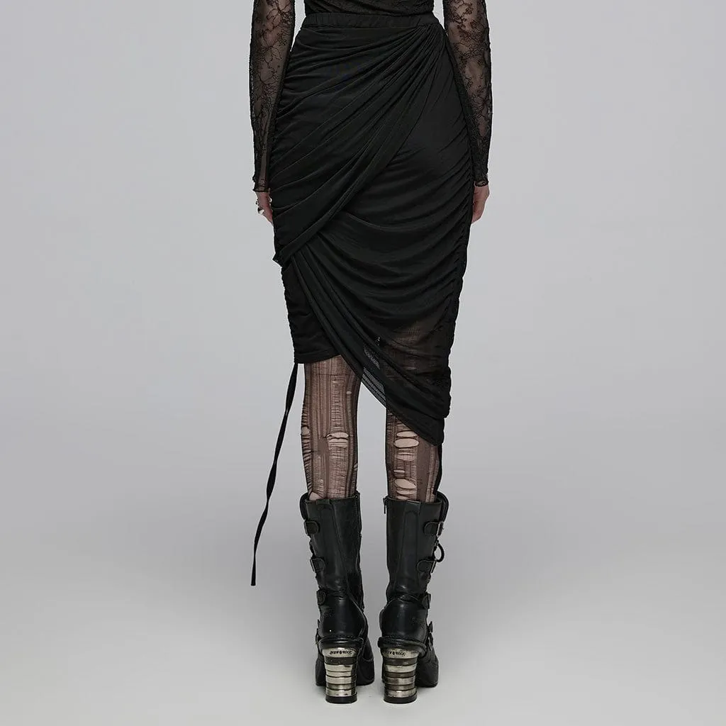 Women's Gothic Drawstring Layered Skirt