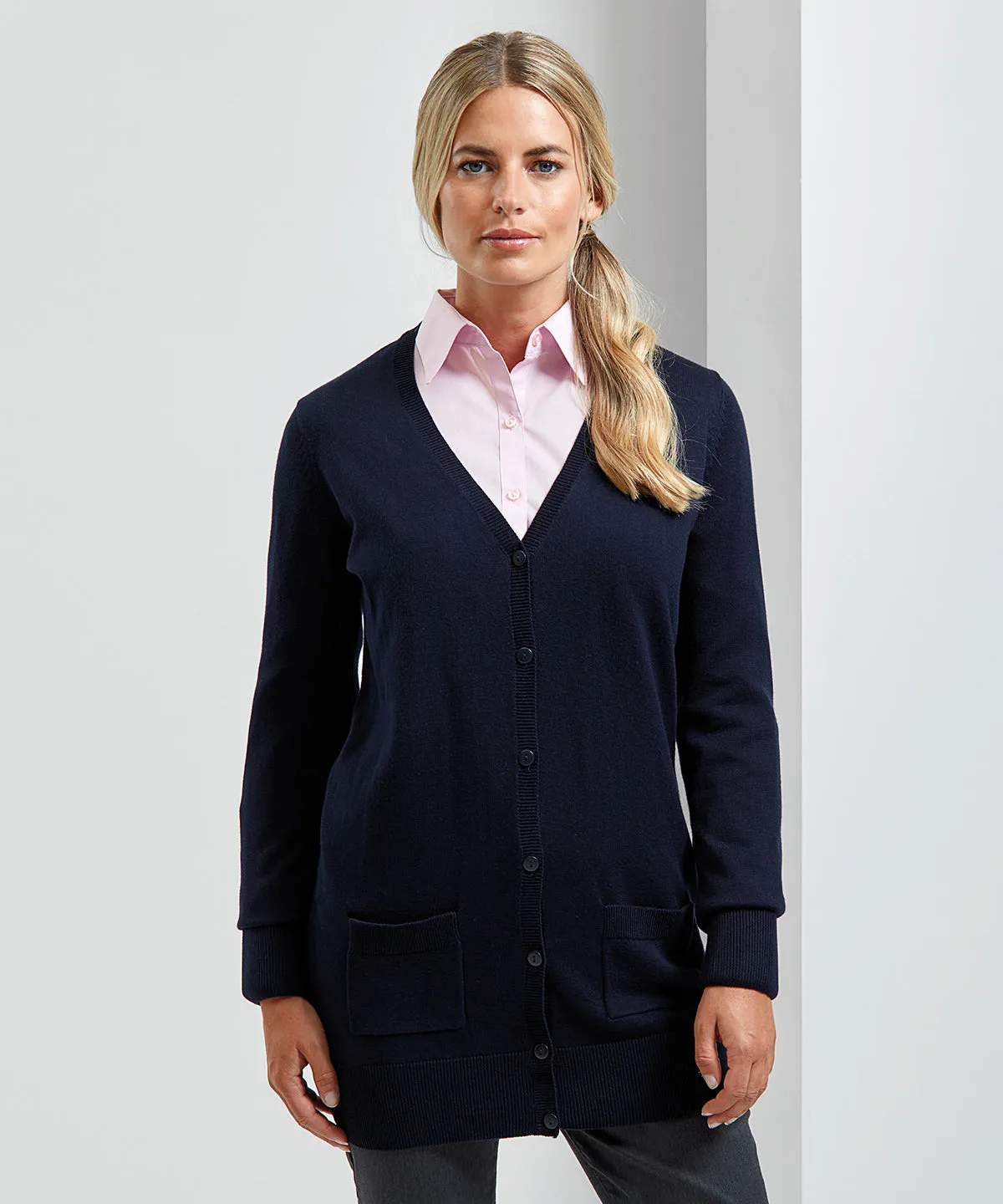 Womens longline knitted cardigan | Black