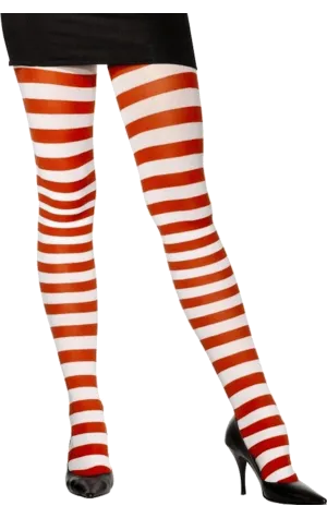 Womens Red and White Striped Tights
