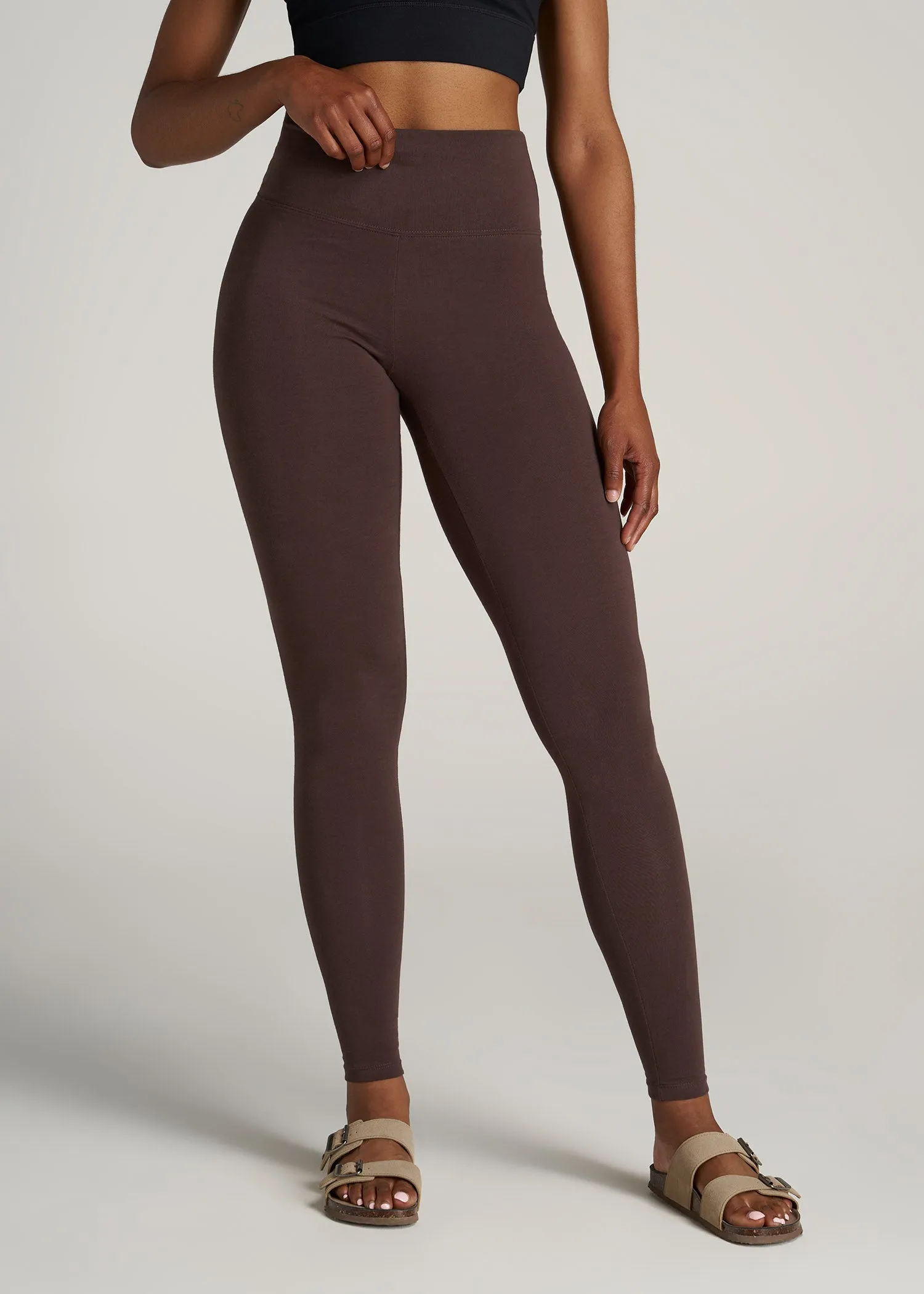 Women's Tall Cotton Leggings in Chocolate
