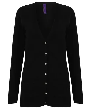 Womens v-button cardigan | Black