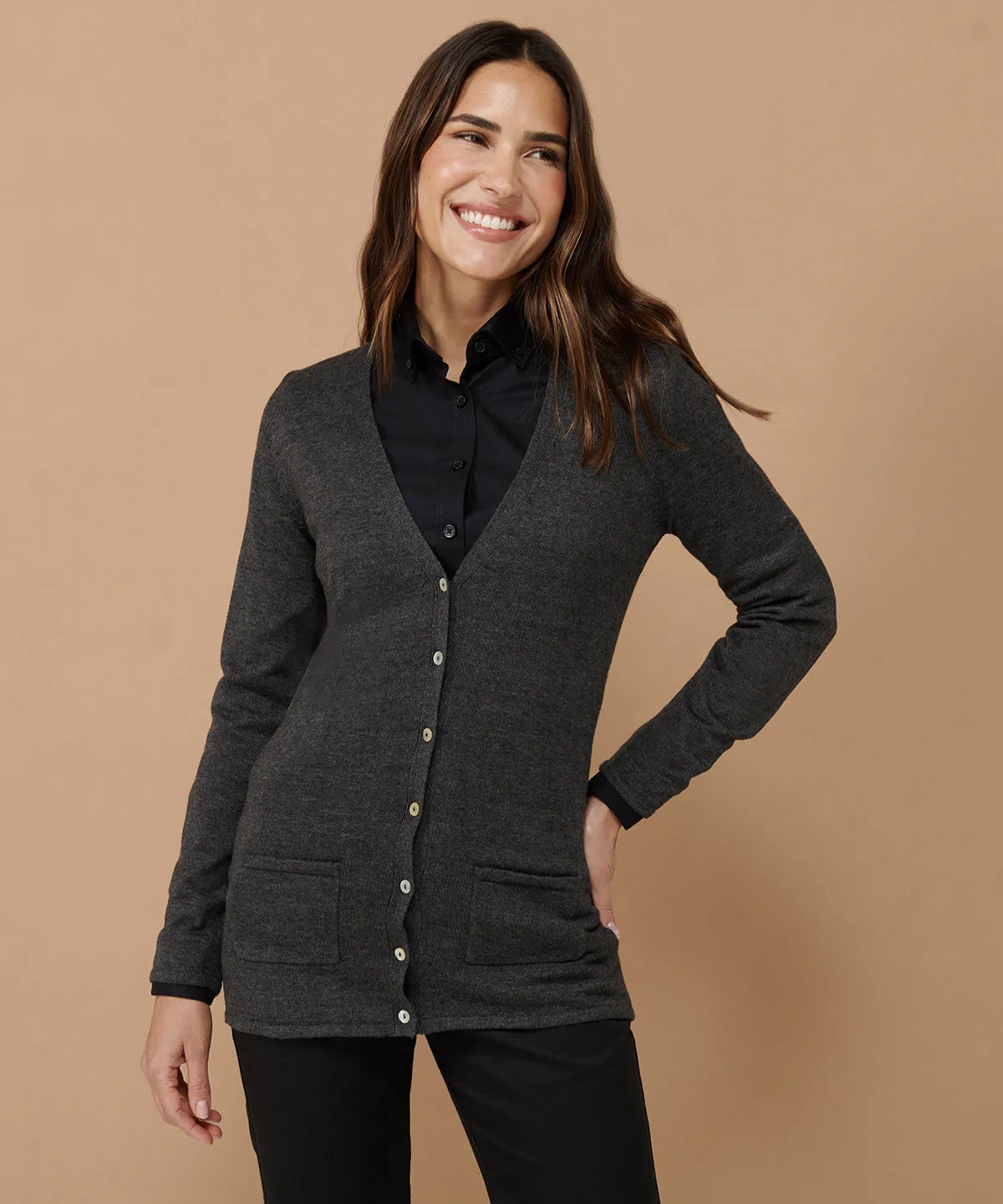 Womens v-button cardigan | Black