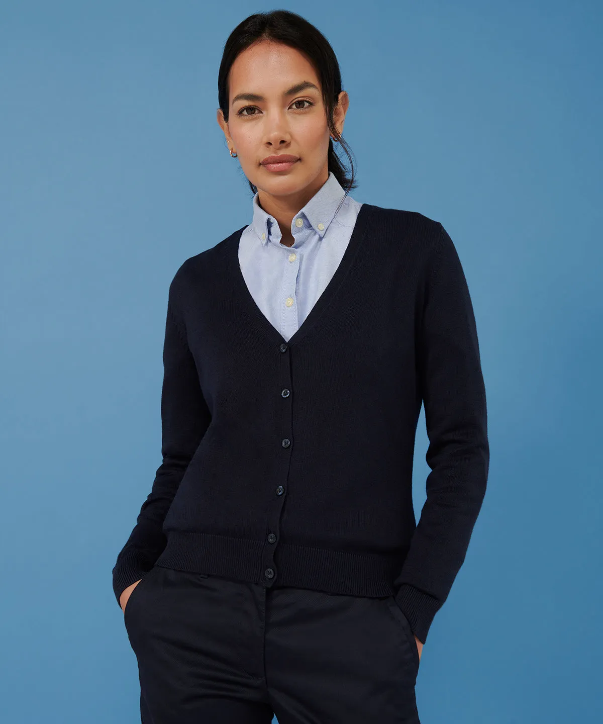 Womens v-neck cardigan | Navy