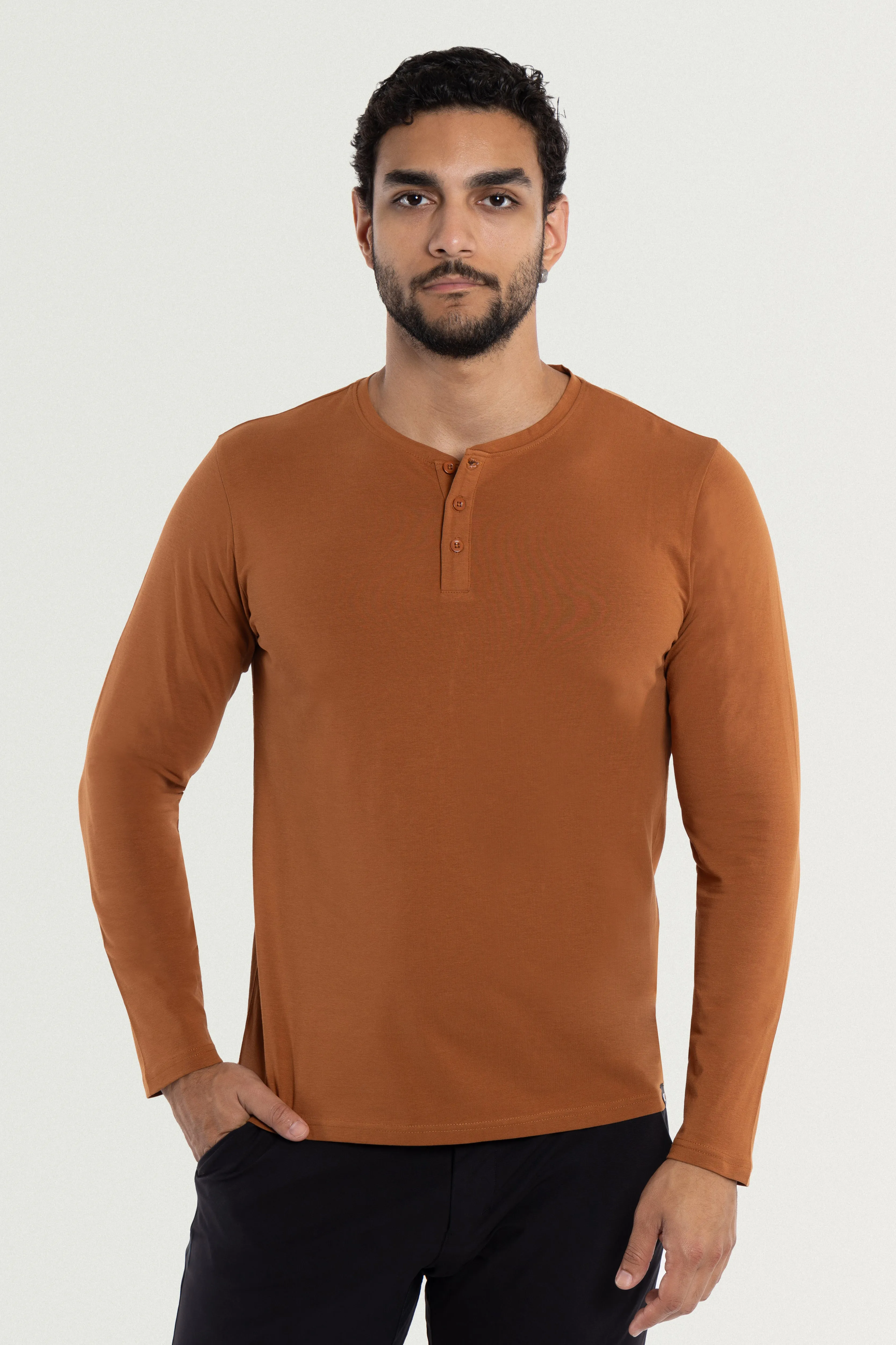 X RAY Men's Long Sleeve Henley Shirt