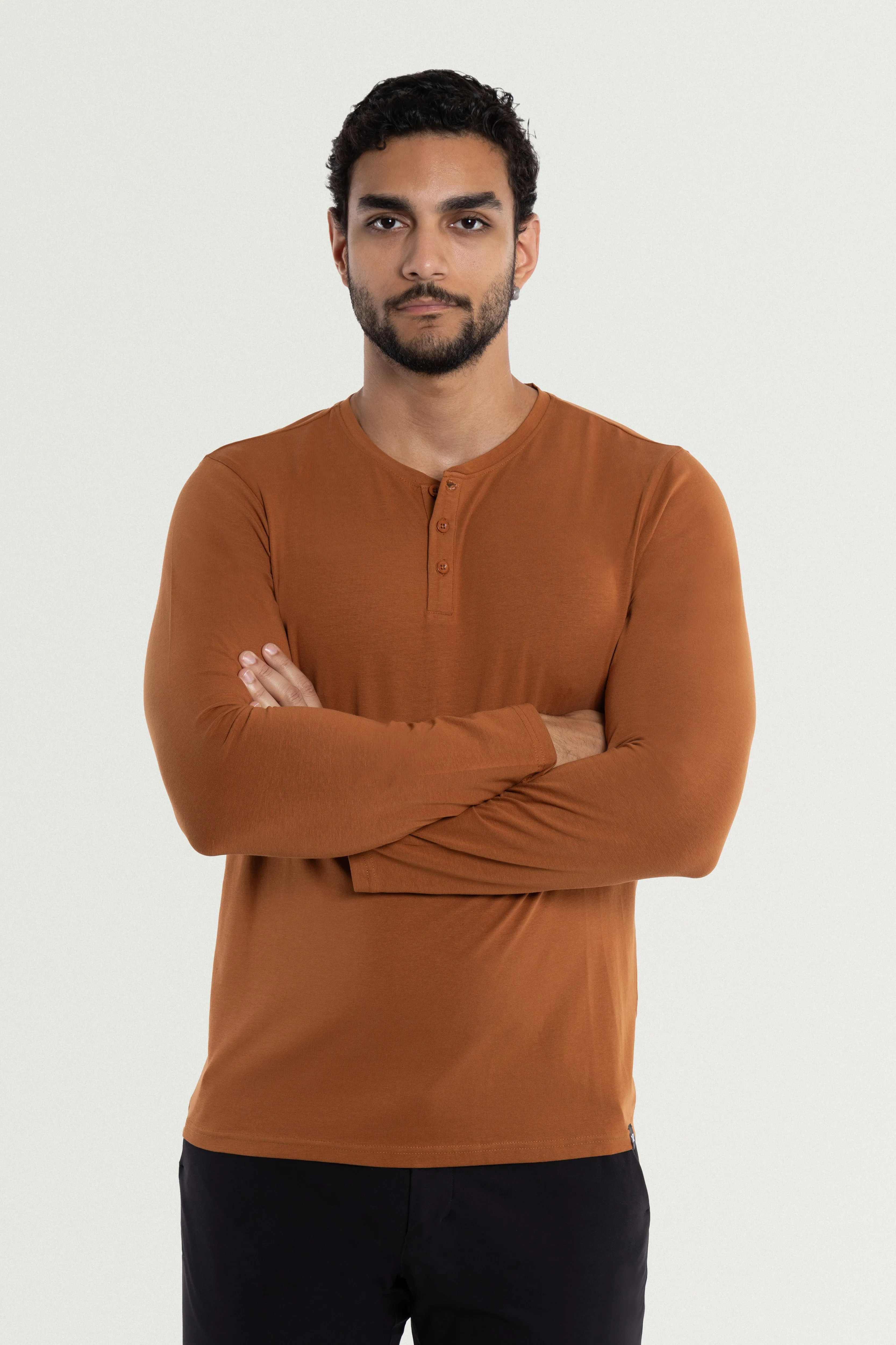 X RAY Men's Long Sleeve Henley Shirt