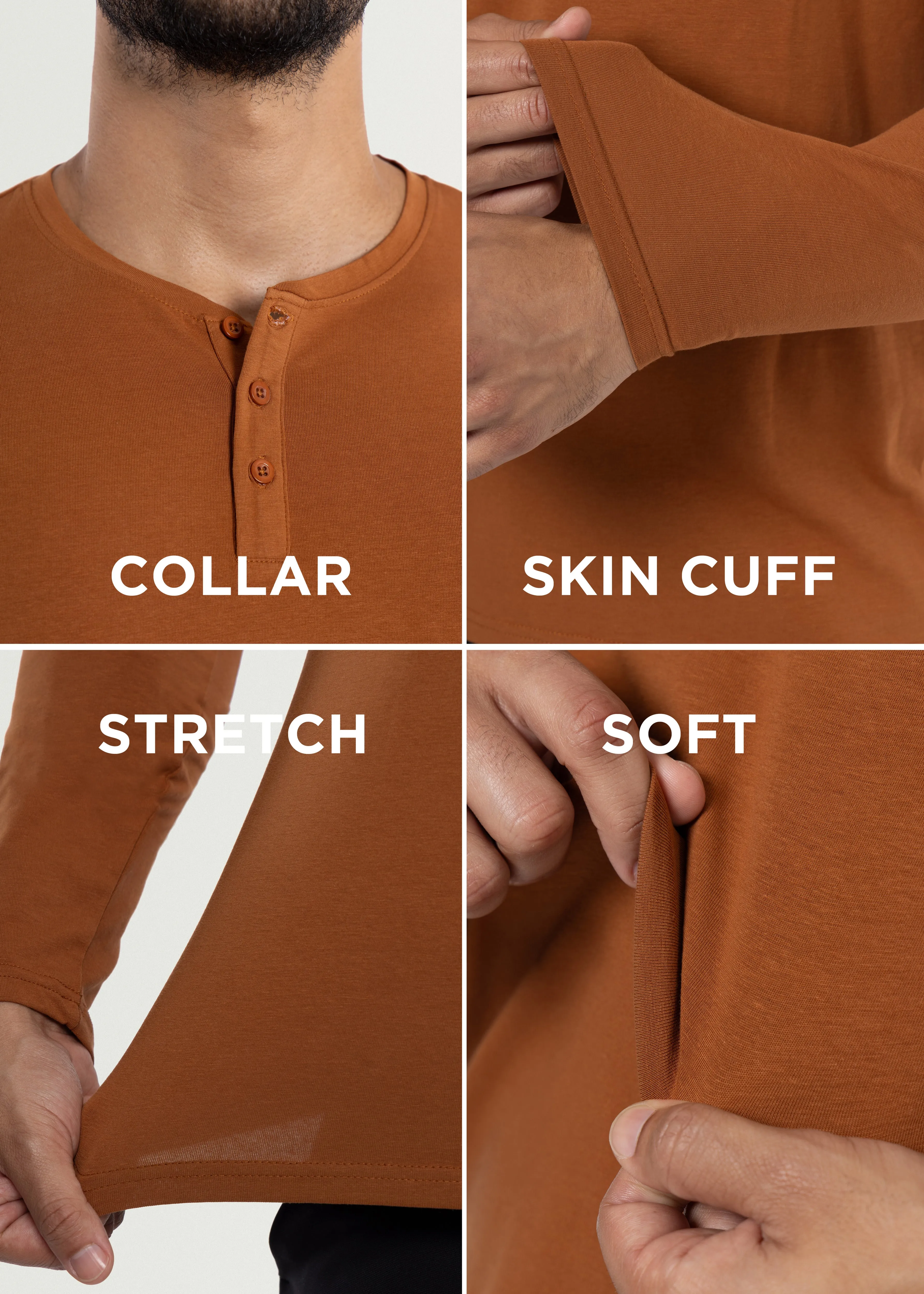 X RAY Men's Long Sleeve Henley Shirt
