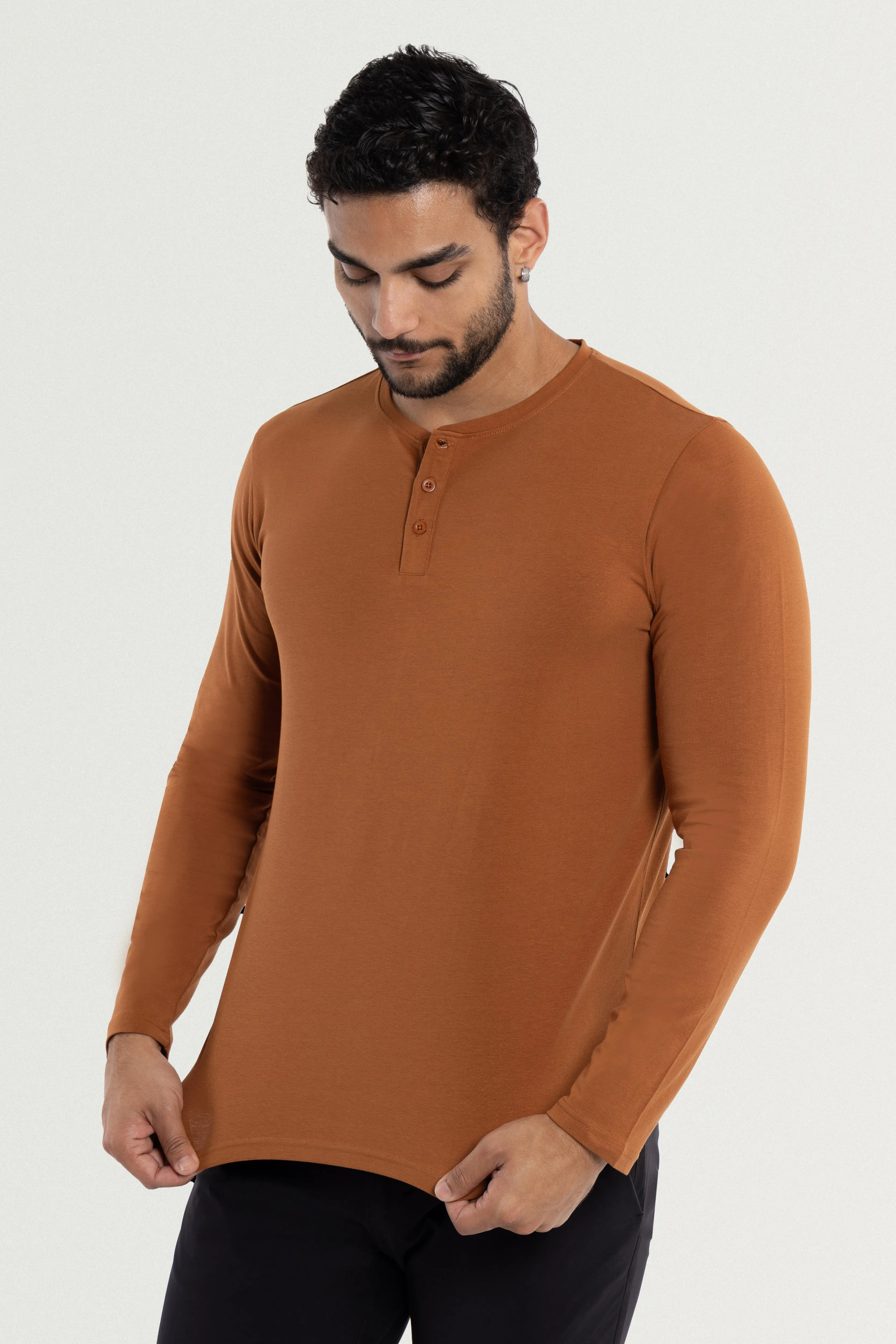 X RAY Men's Long Sleeve Henley Shirt