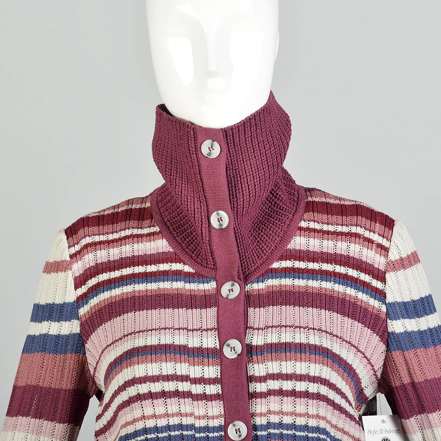XXS 2000s St.John Twinset Horizontal Stripe Cardigan Sleeveless Tank Top  Set