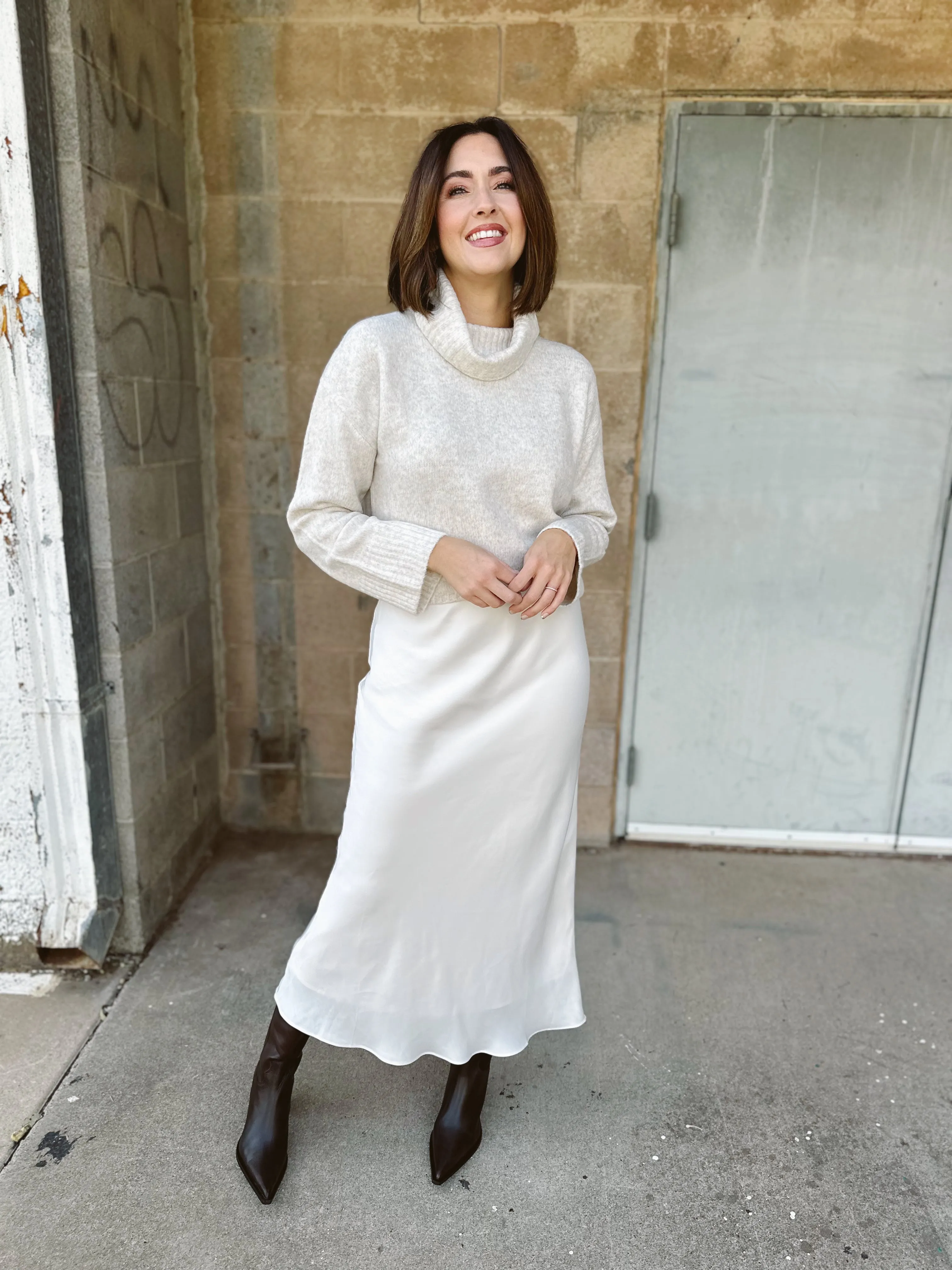 Z Supply Europa Poly Sheen Skirt | Sea Salt