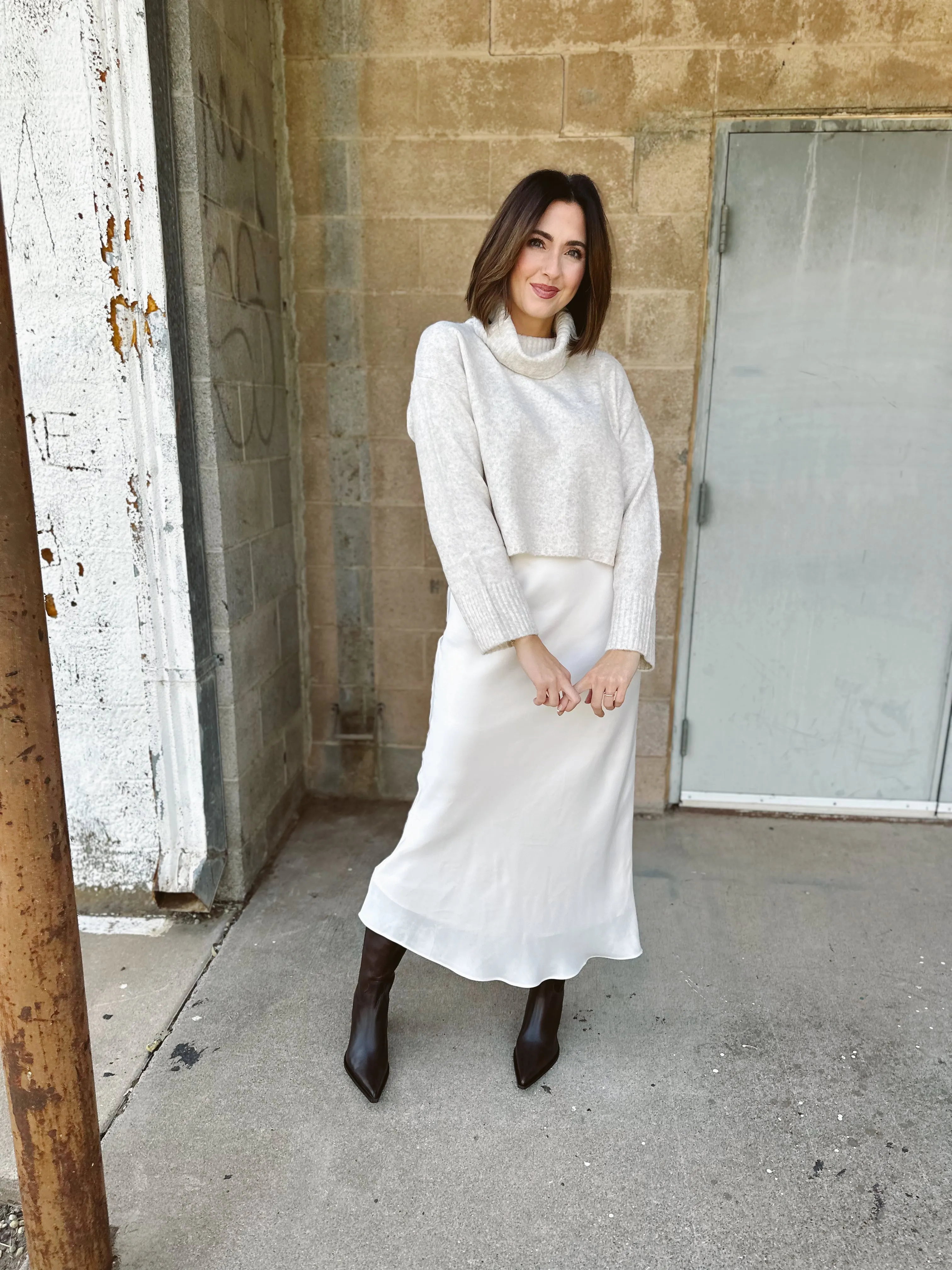 Z Supply Europa Poly Sheen Skirt | Sea Salt