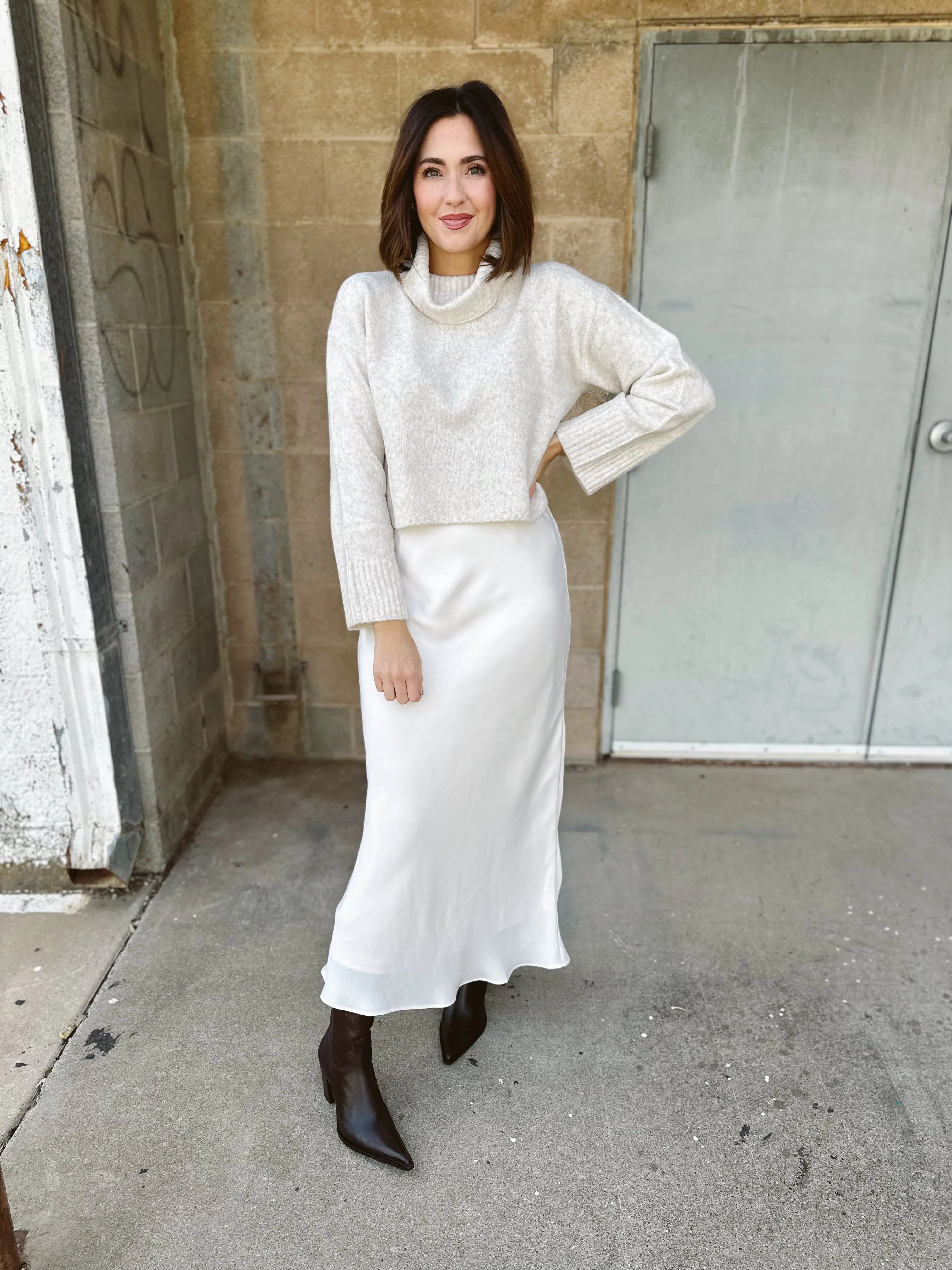Z Supply Europa Poly Sheen Skirt | Sea Salt