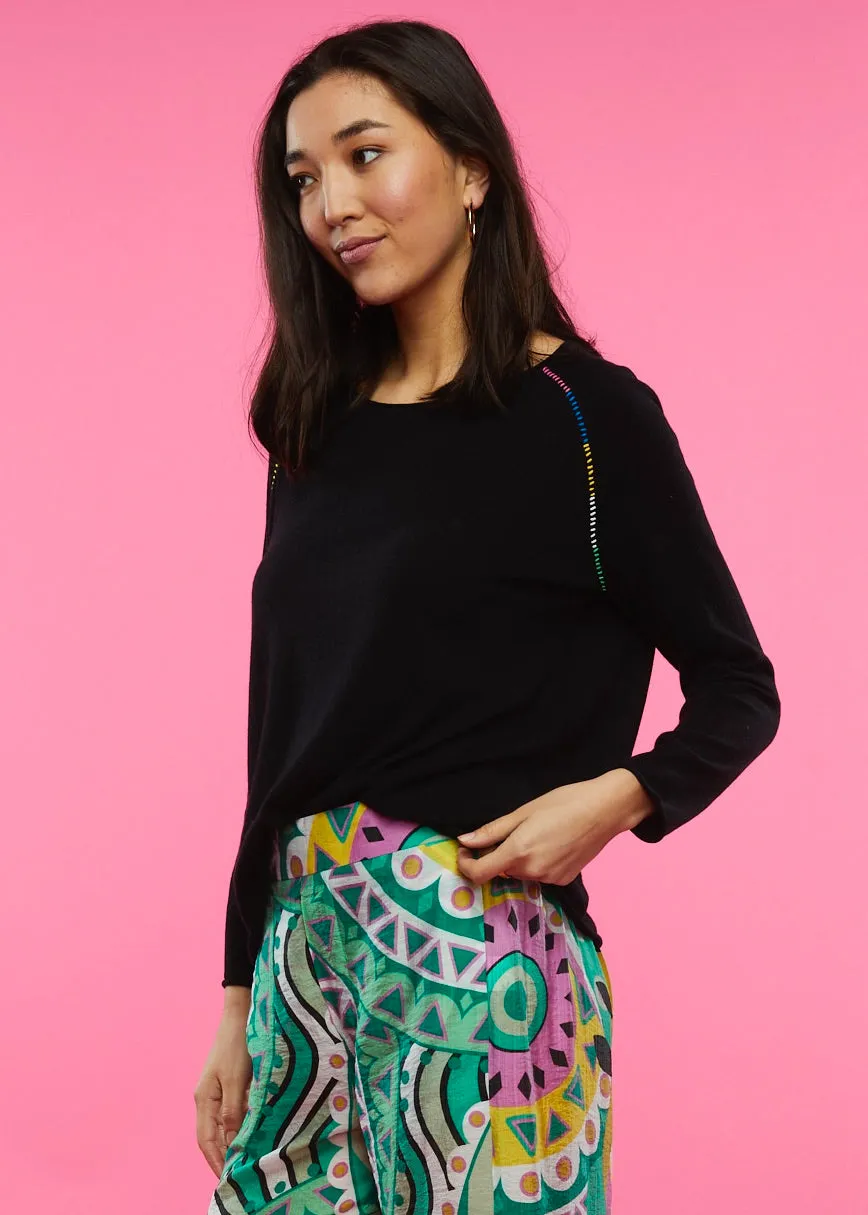 Zaket & Plover - Raglan Stitch Sweater - Black